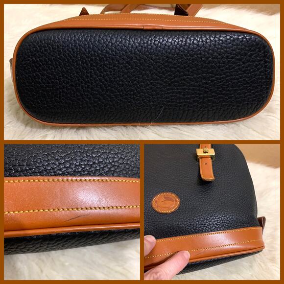 DOONEY & BOURKE Vintage All-Weather-Leather Black/Tan METRO ZIP ZIP Dome Handbag - Picture 9 of 16